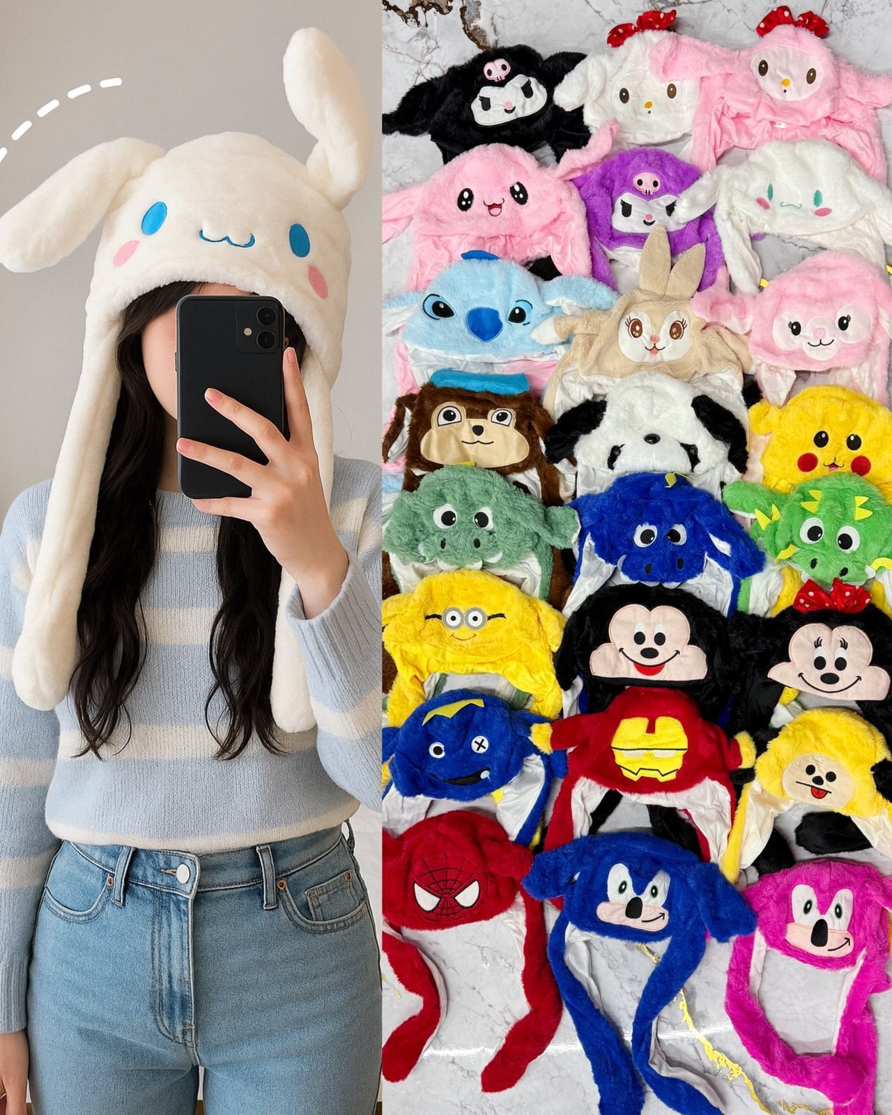 GORROS PERSONAJES/OREJITAS MOVIBLES