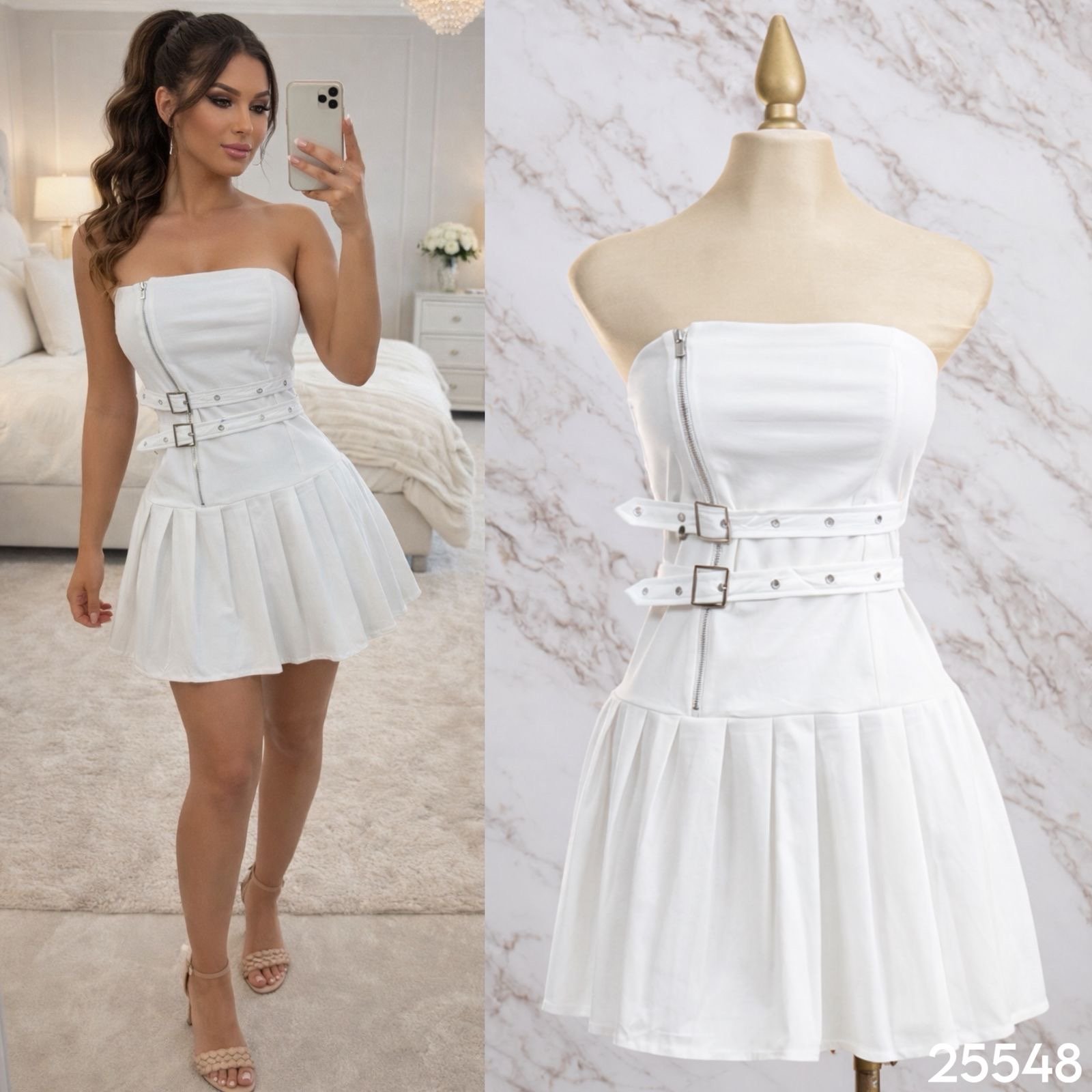 VESTIDO STRAPLE PLIEGES 5548 - Image 3