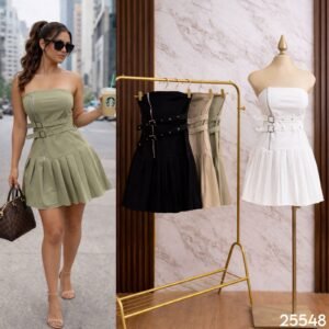 VESTIDO STRAPLE PLIEGES 5548