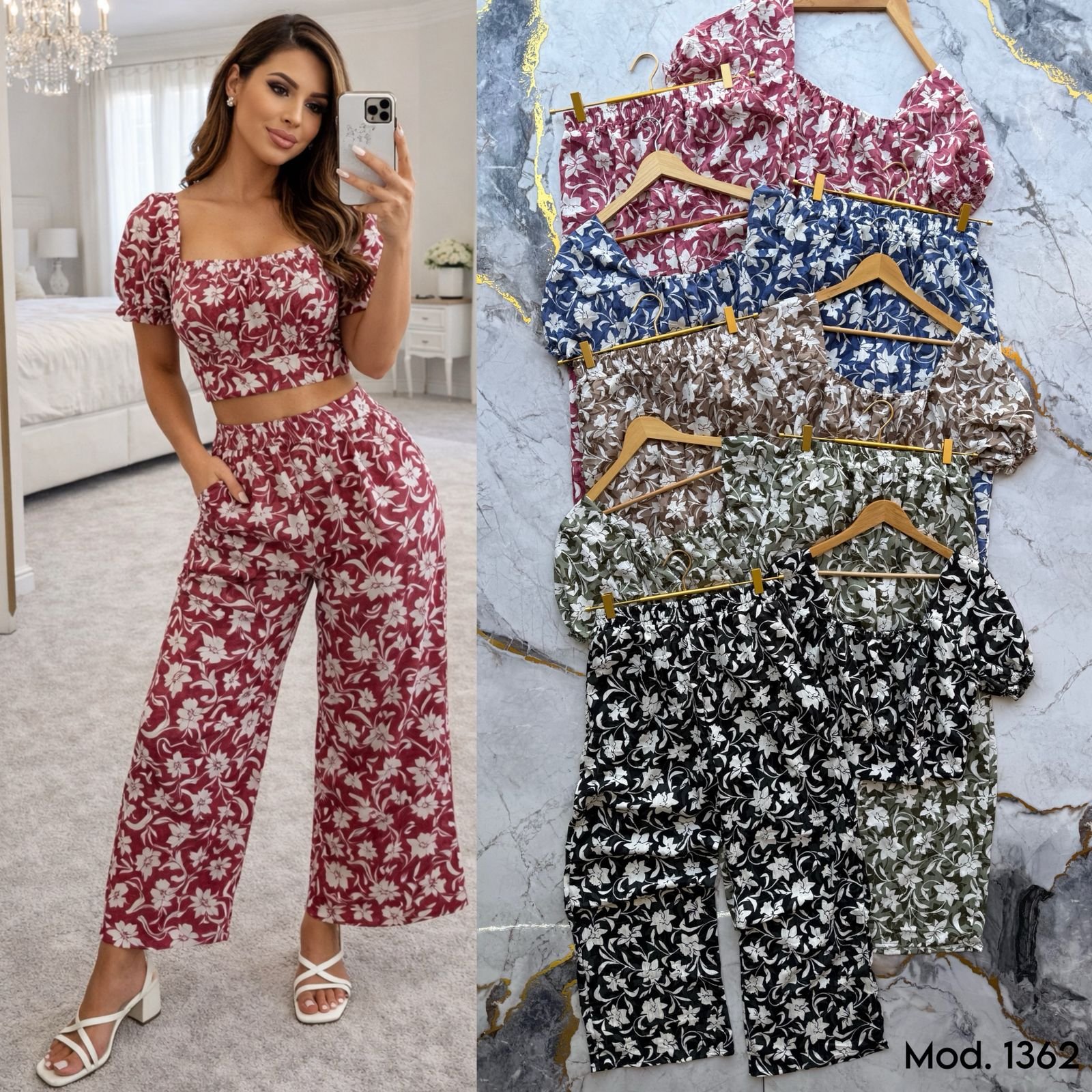 CONJUNTO/SET 2 PIEZAS FLOREADO 1362