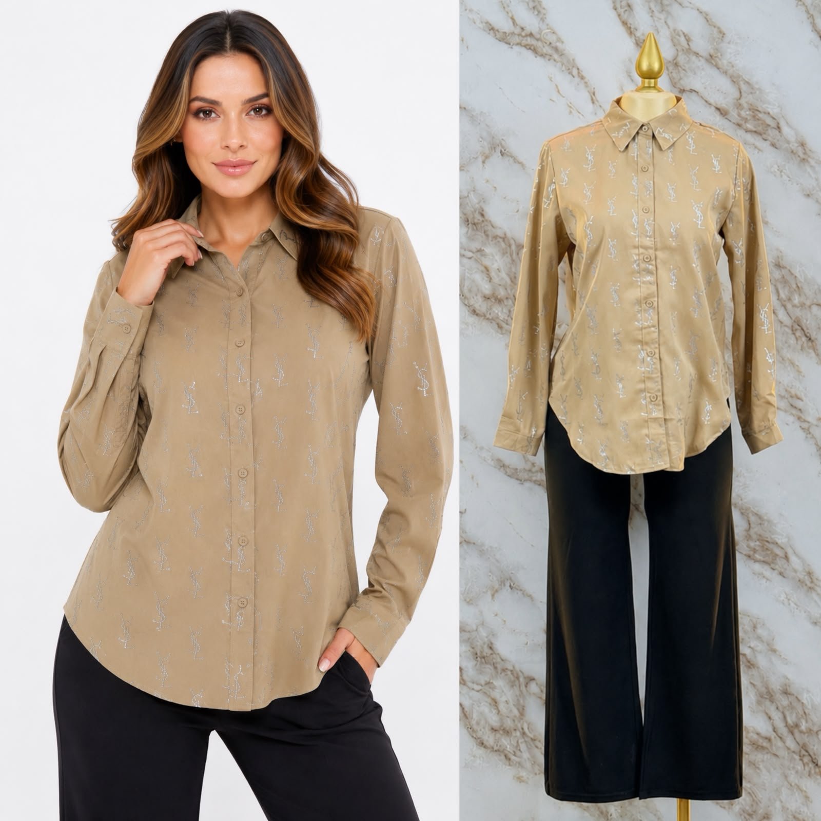 CAMISA SATINADA YSL 0205 - Image 2