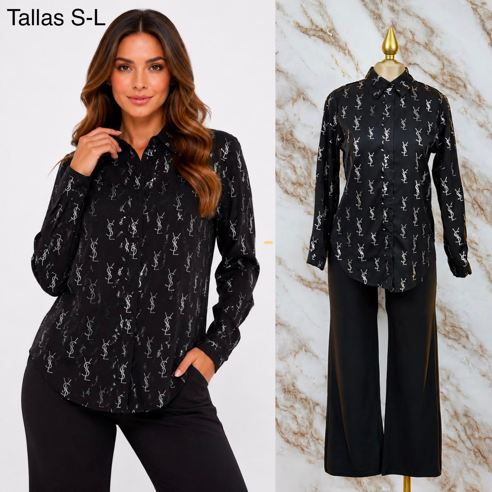 CAMISA SATINADA YSL 0205 - Image 3