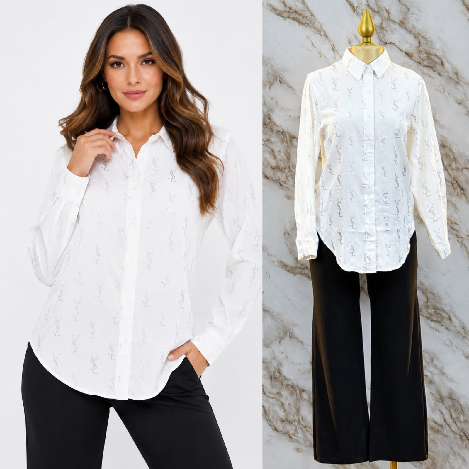 CAMISA SATINADA YSL 0205 - Image 4
