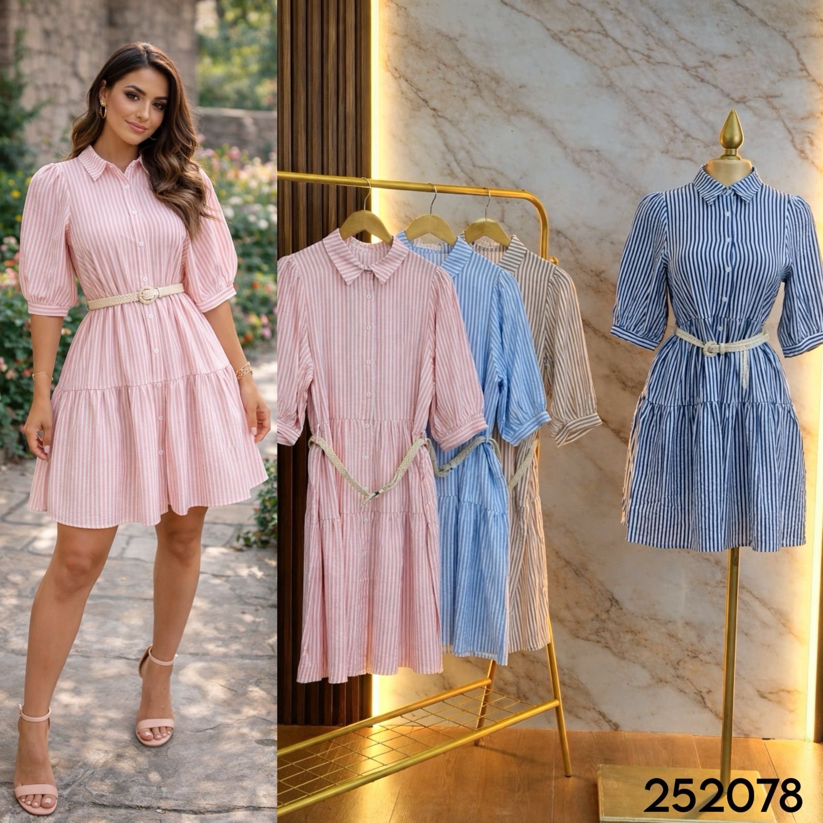 VESTIDO BOTONES/RAYAS 252078 - Image 2