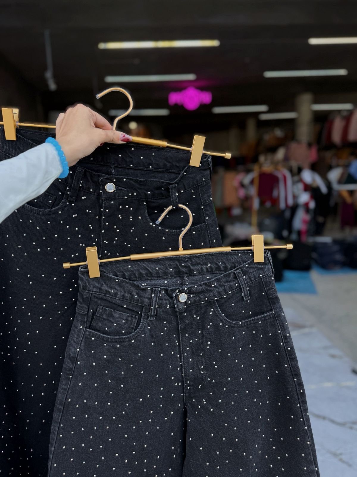 PANTALON BRILLOS MEZCLILLA NEGRO - Image 2
