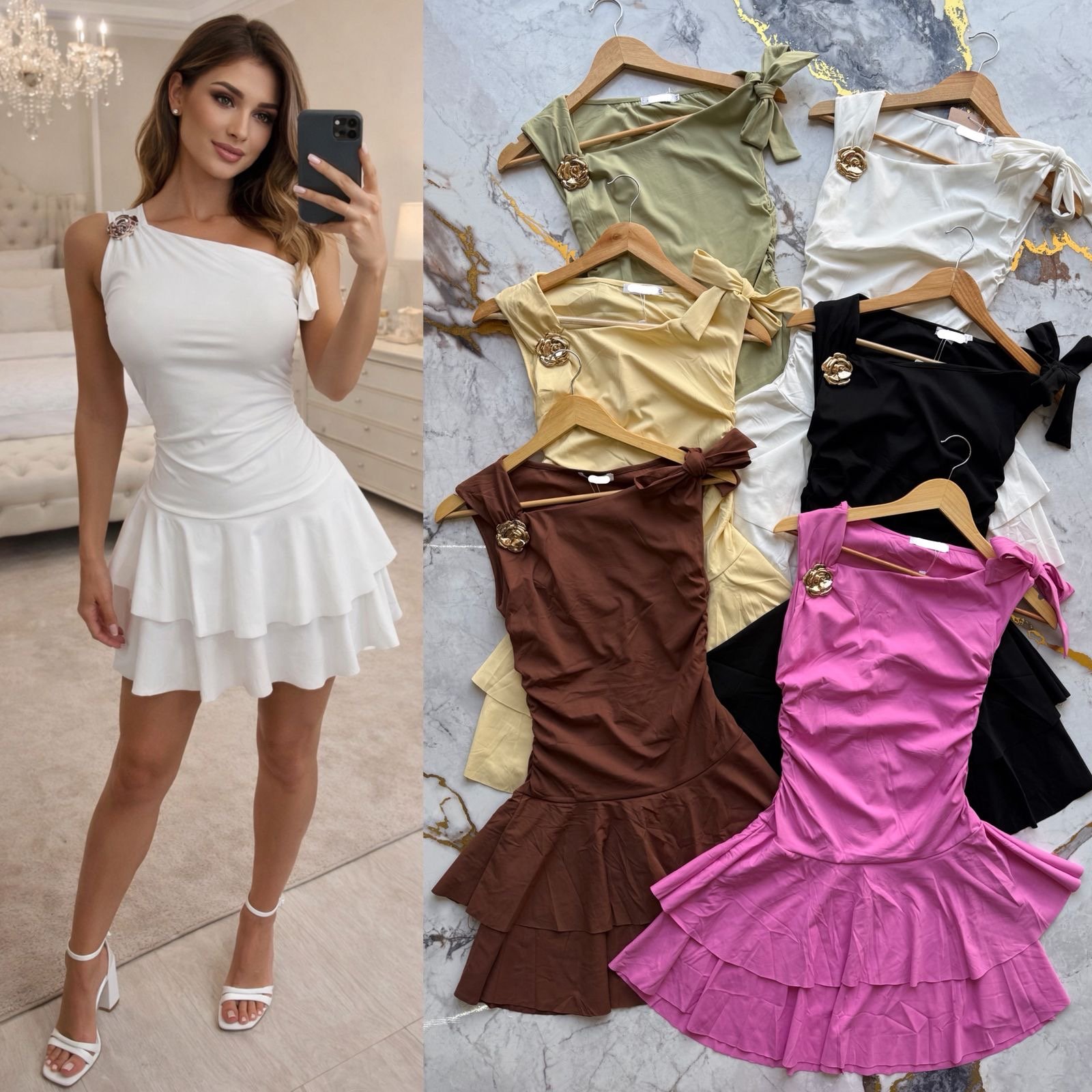 VESTIDO SATIN OLAN/BROCHE 600