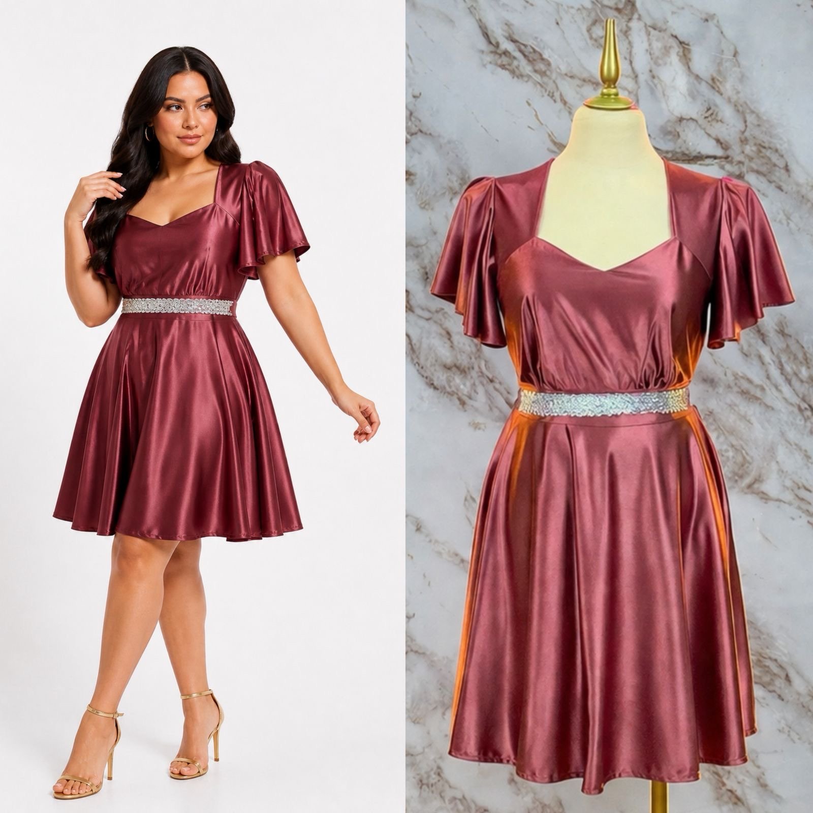VESTIDO DE FIESTA CORTE PRINCESA ESCOTE DE CORAZON - Image 3