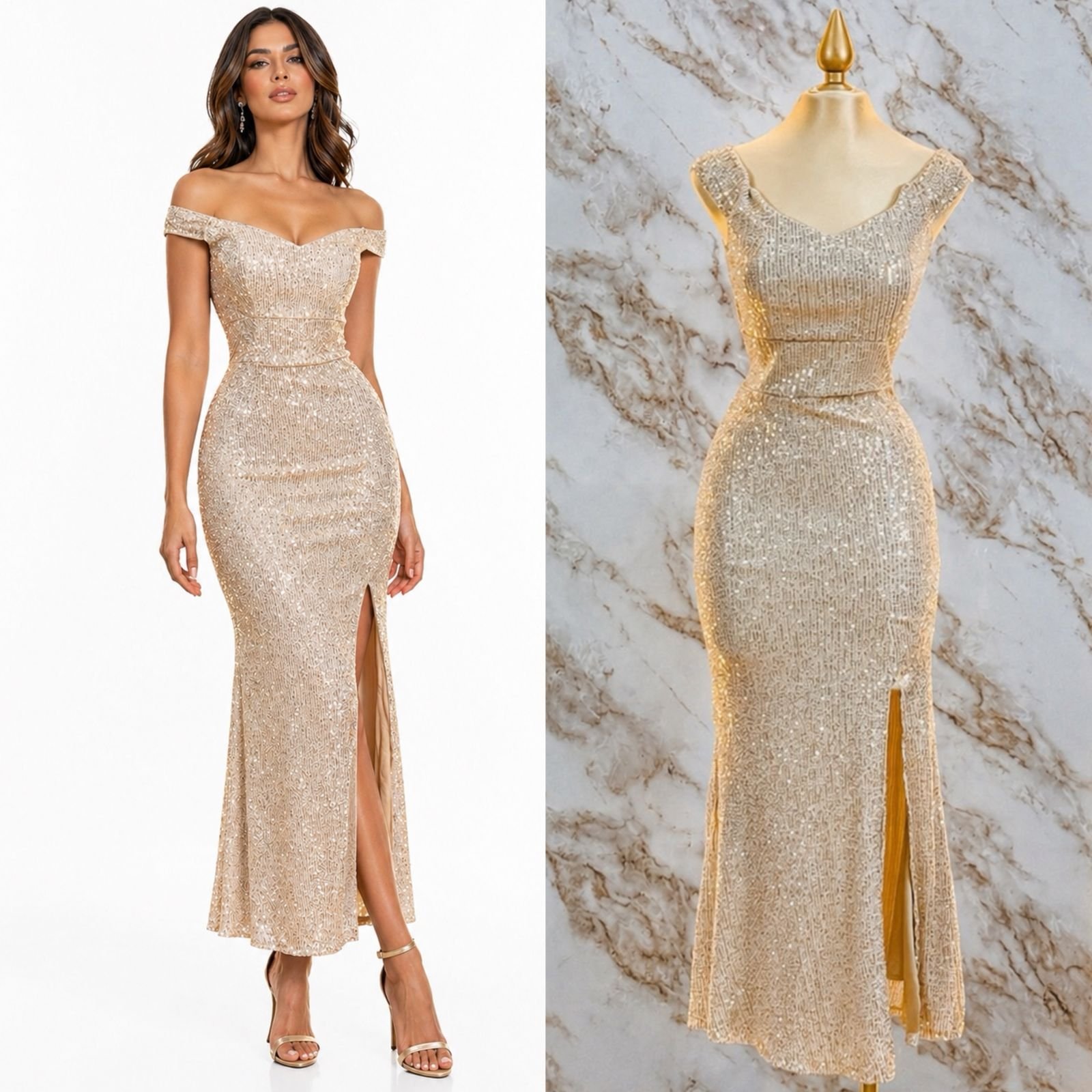 VESTIDO DE FIESTA CON TIRANTES CAIDOS - Image 11