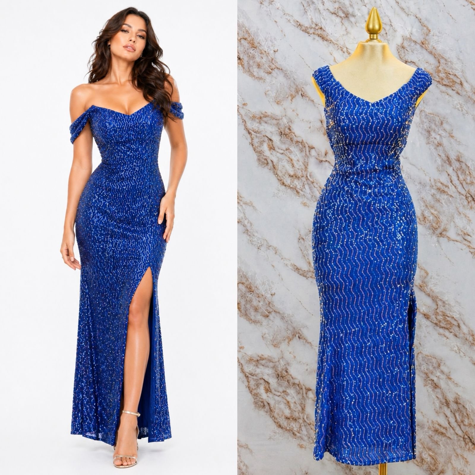 VESTIDO DE FIESTA CON TIRANTES CAIDOS - Image 3