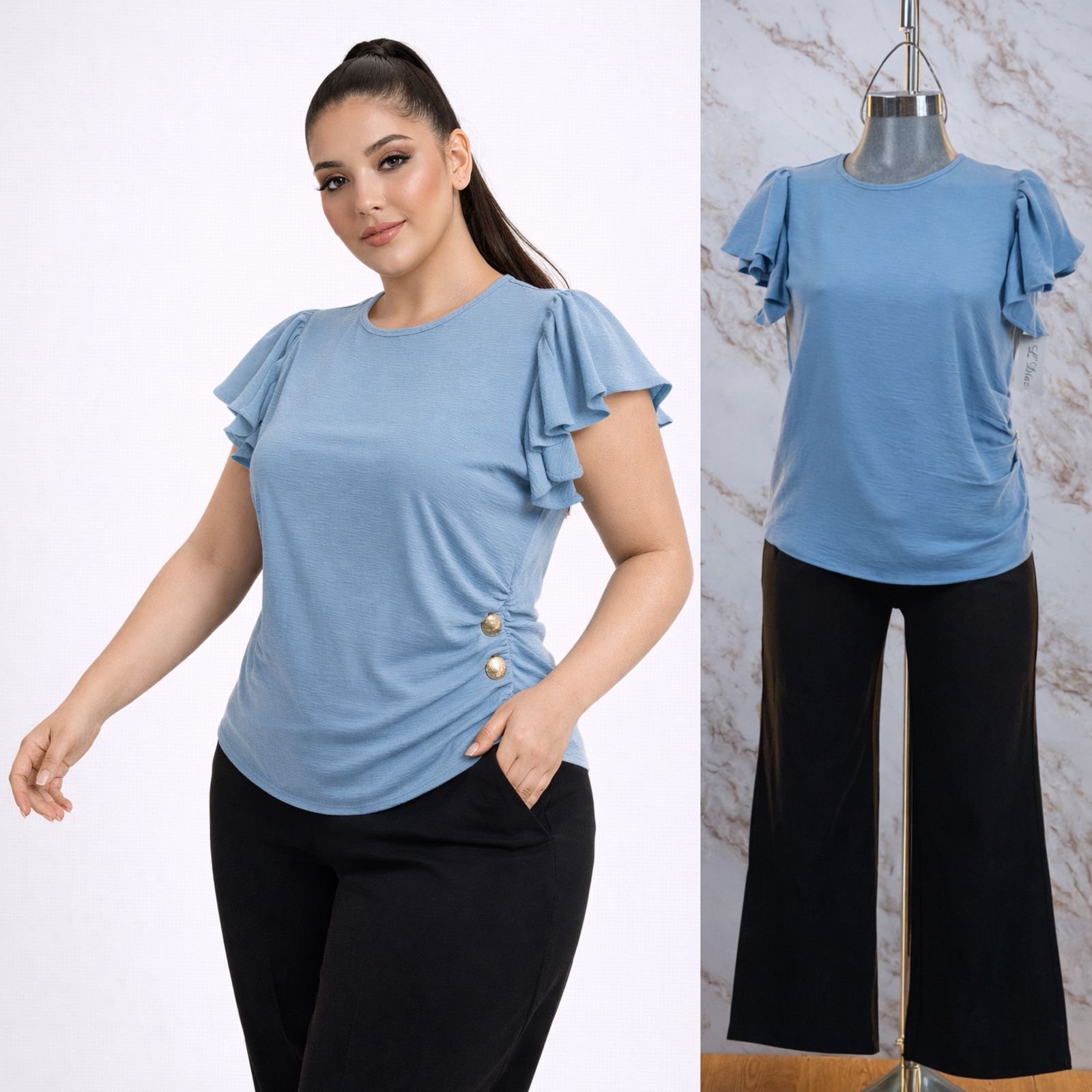 BLUSA CURVY PLUS BOTONES/OLAN - Image 6