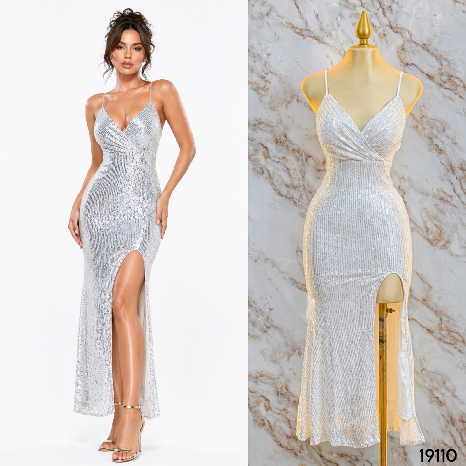 VESTIDO DE FIESTA CON TIRANTES Y ESCOTE CRUZADO 9110 - Image 2