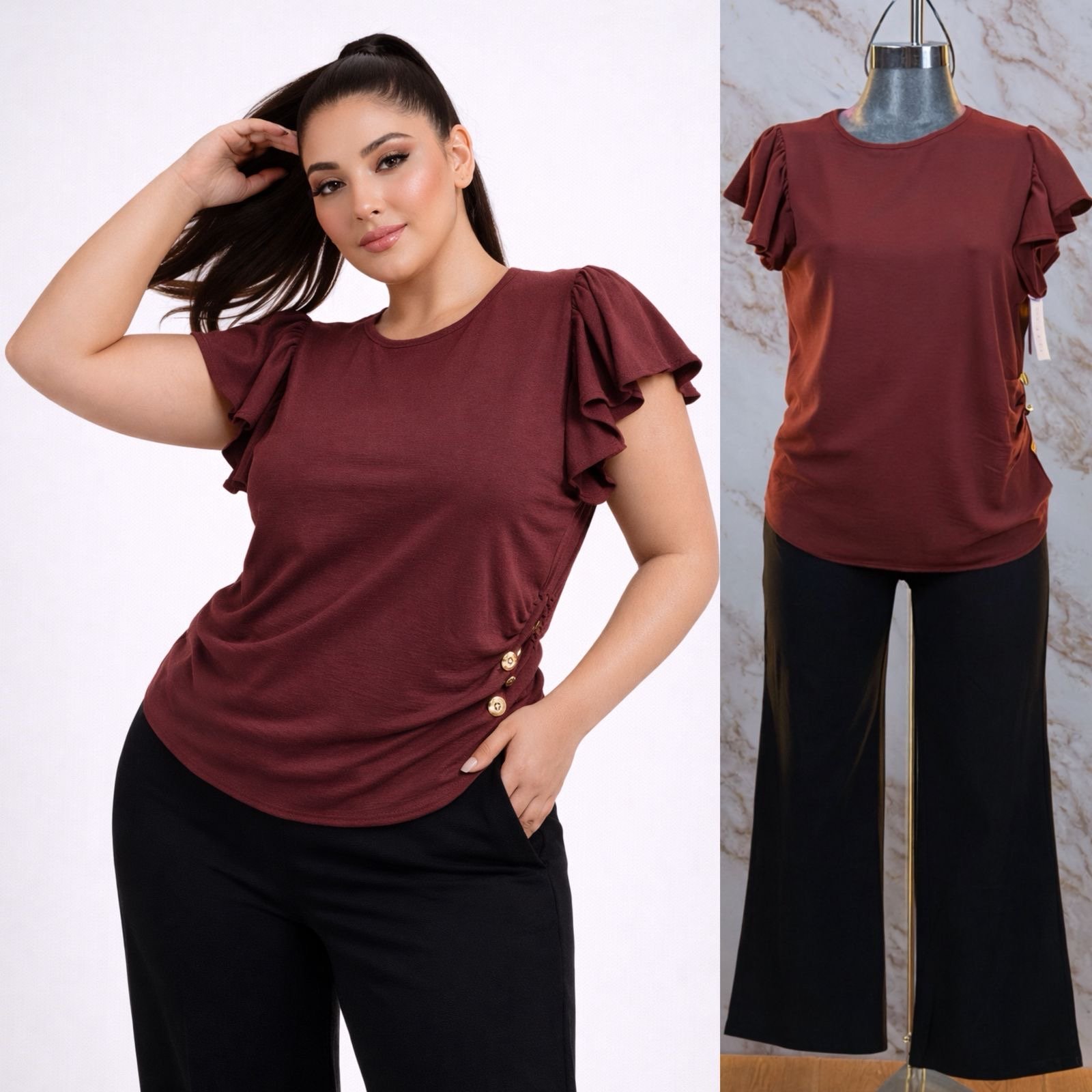 BLUSA CURVY PLUS BOTONES/OLAN - Image 4