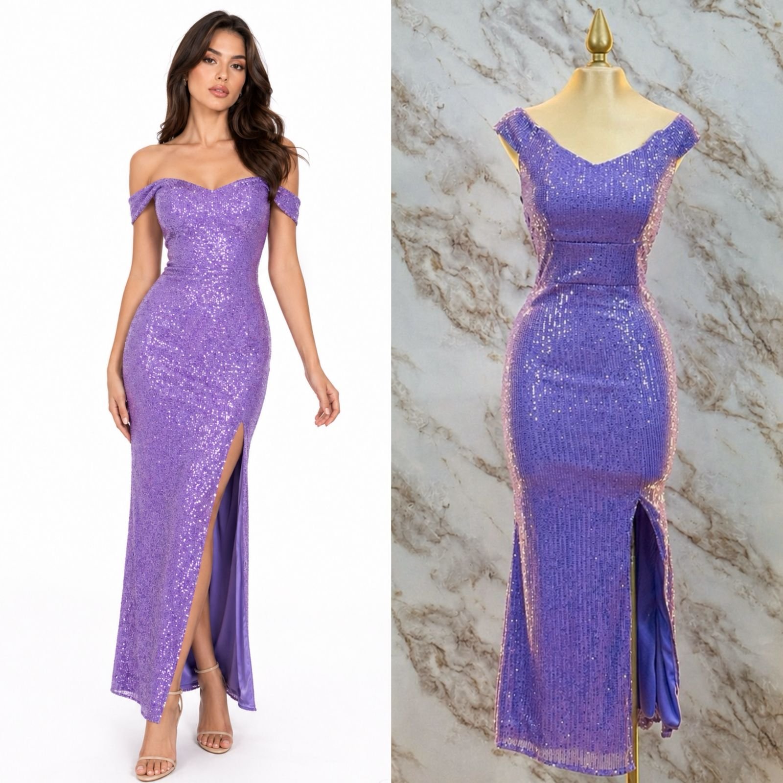 VESTIDO DE FIESTA CON TIRANTES CAIDOS - Image 9
