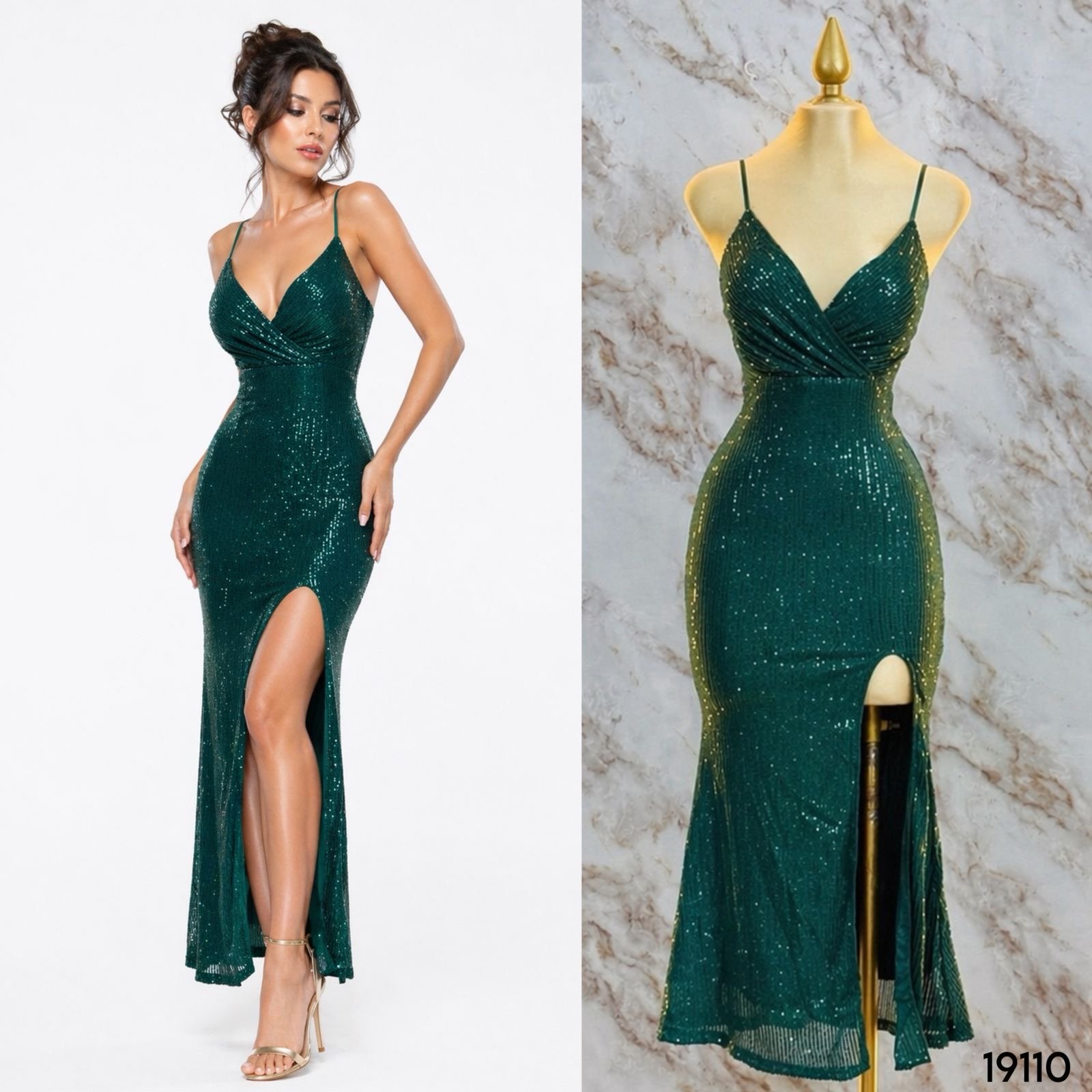 VESTIDO DE FIESTA CON TIRANTES Y ESCOTE CRUZADO 9110 - Image 3