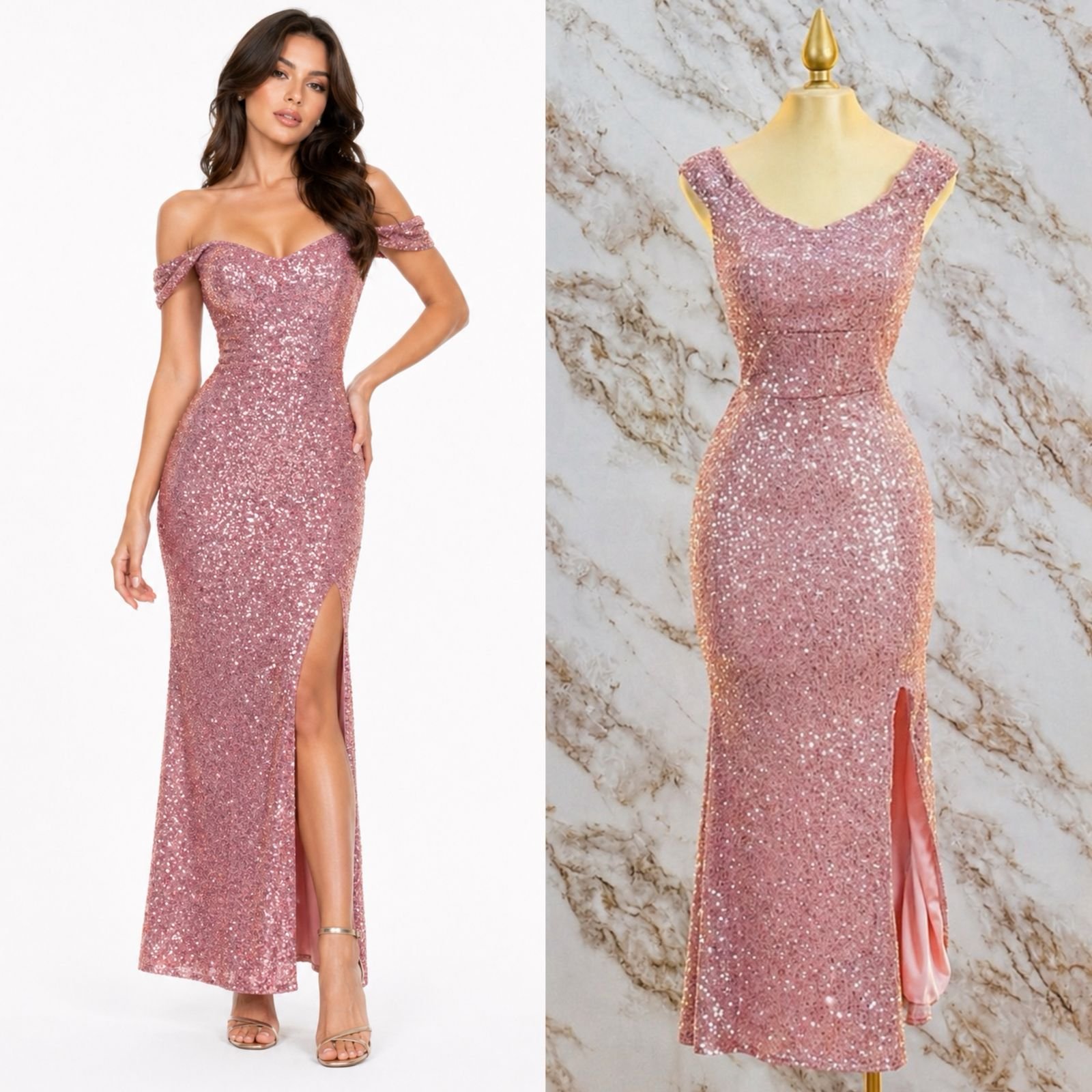 VESTIDO DE FIESTA CON TIRANTES CAIDOS - Image 5