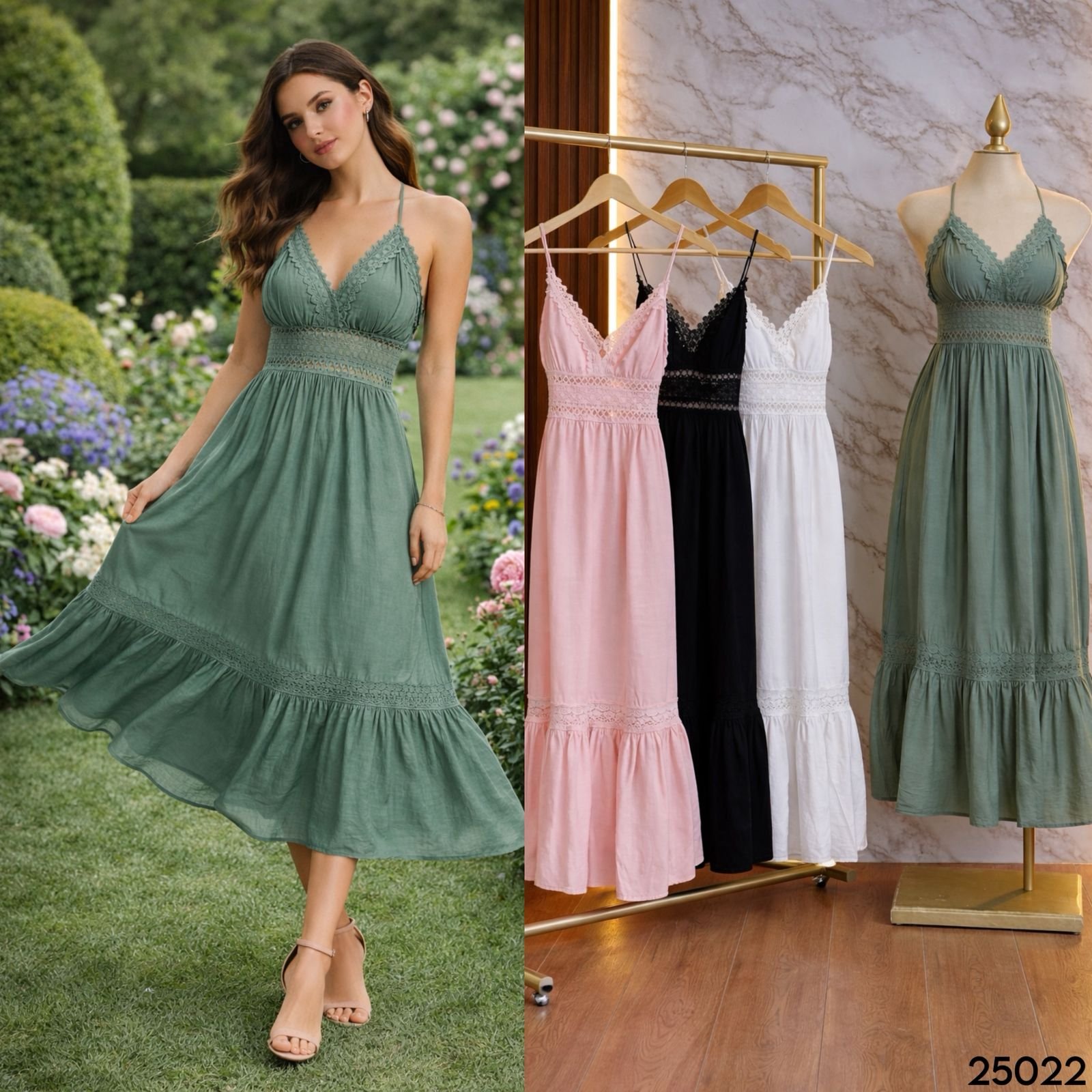 VESTIDO LARGO OLAN/TIRANTES 25022