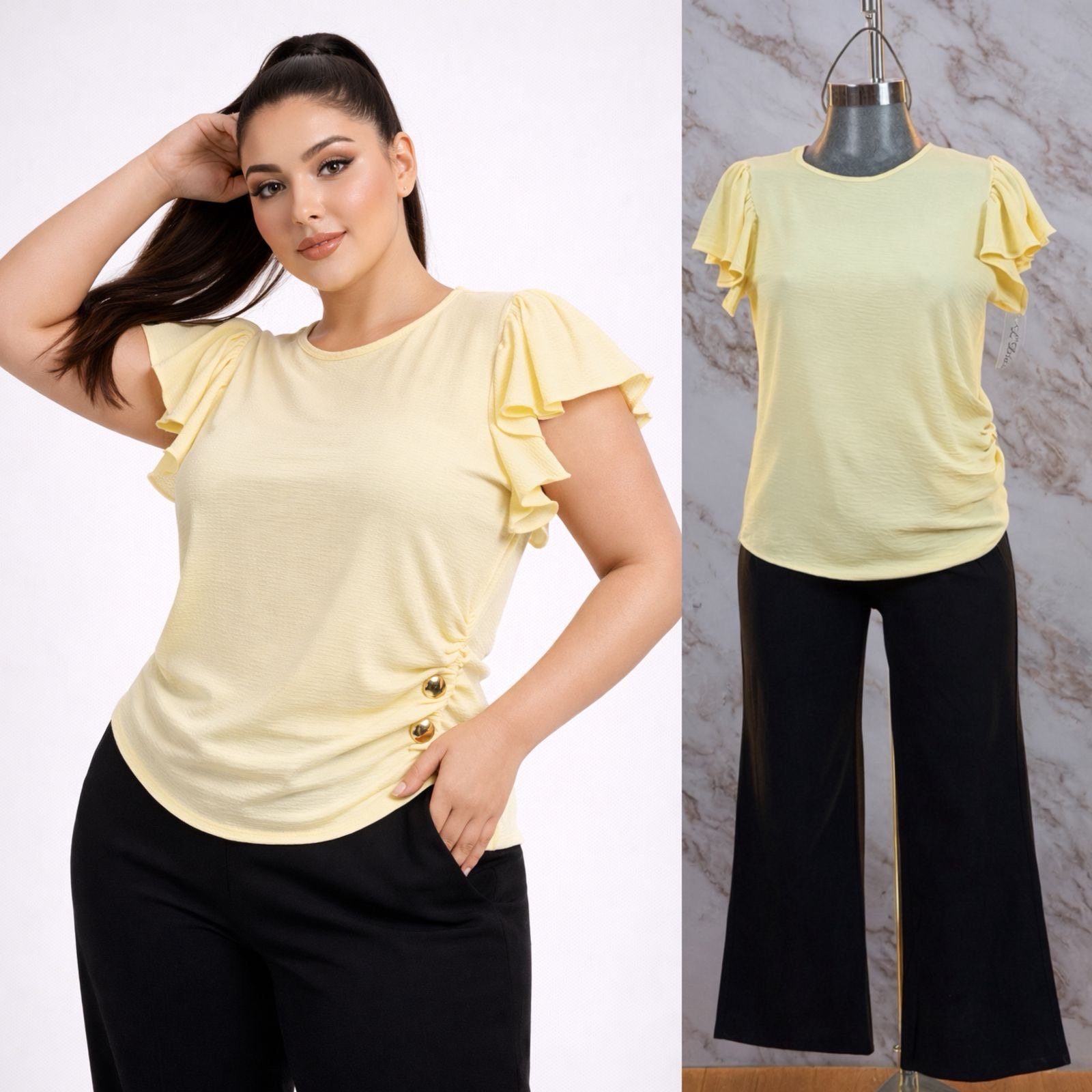 BLUSA CURVY PLUS BOTONES/OLAN - Image 3