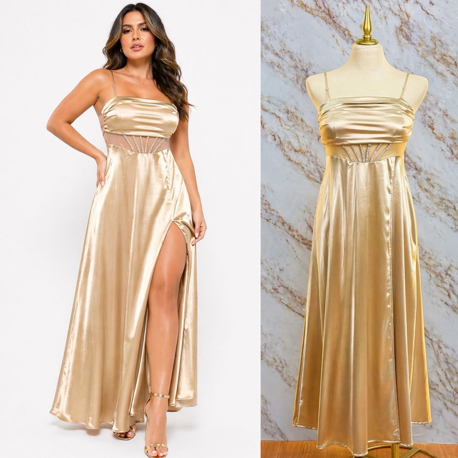 VESTIDO DE FIESTA TRAZOS CON BRILLOS - Image 4