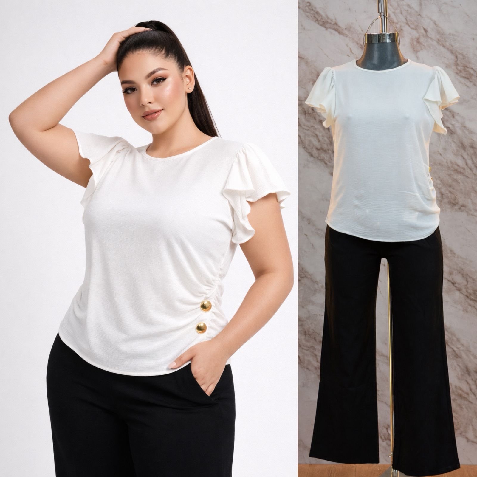 BLUSA CURVY PLUS BOTONES/OLAN - Image 10