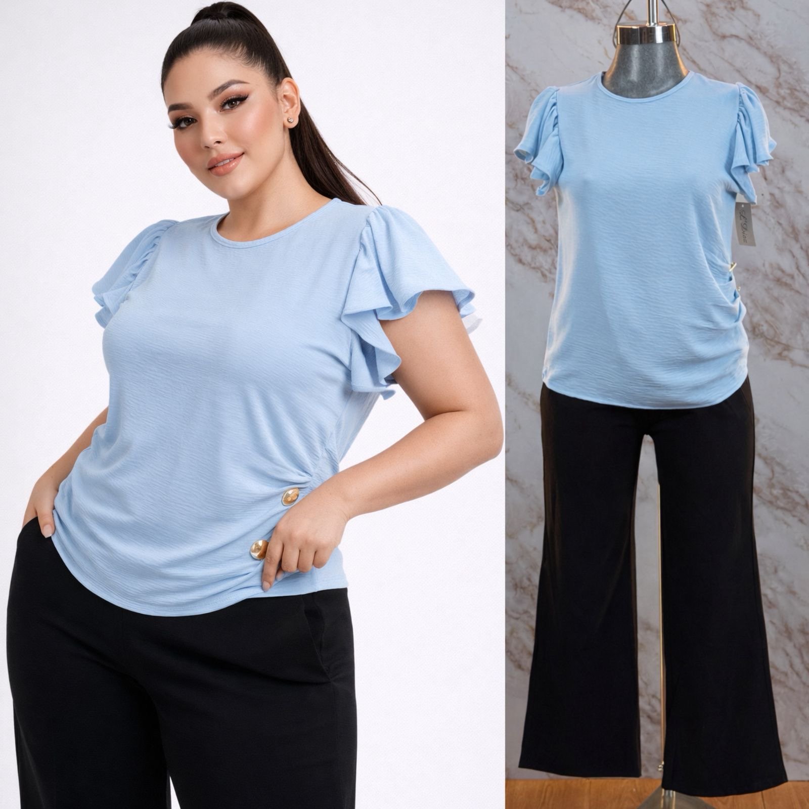 BLUSA CURVY PLUS BOTONES/OLAN - Image 2