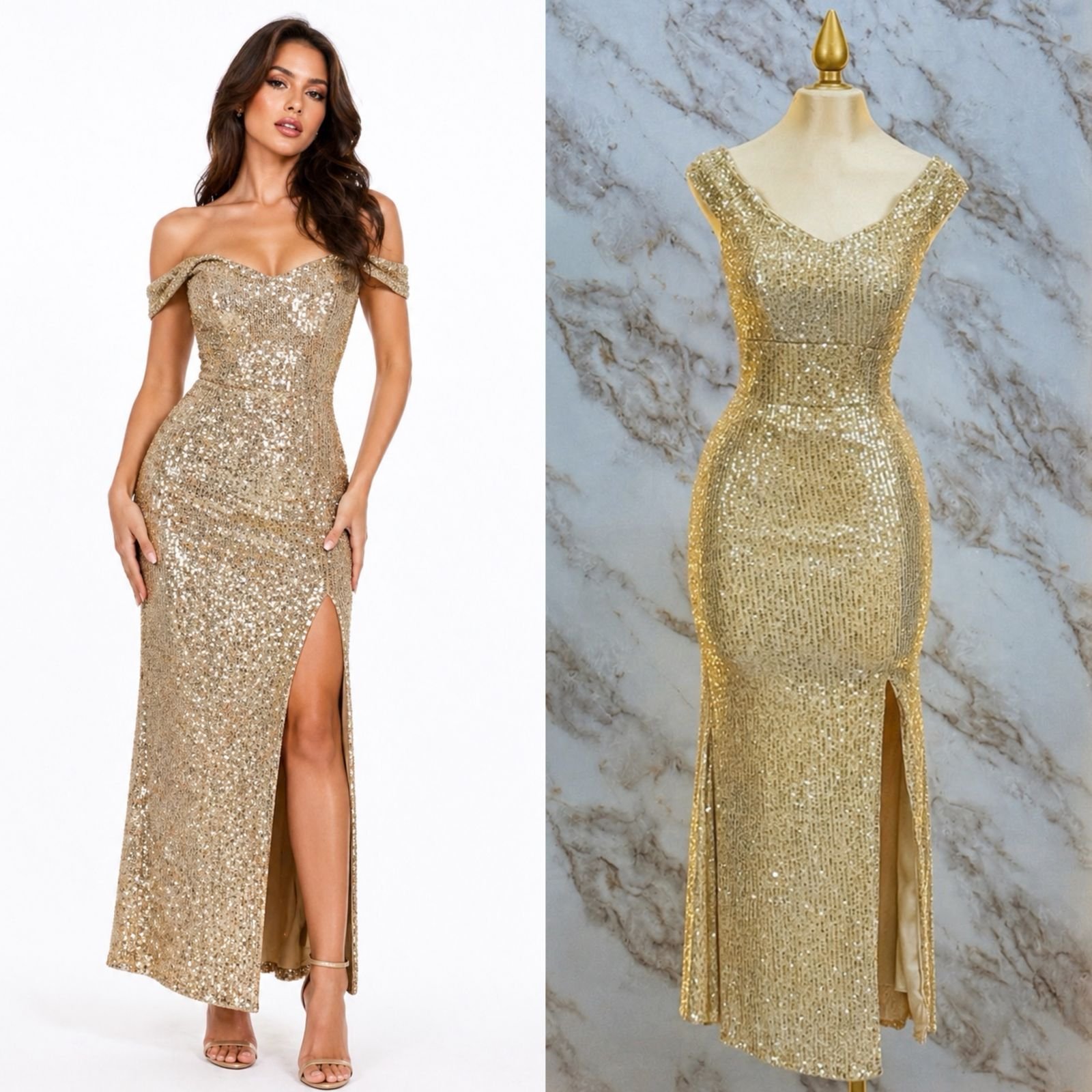 VESTIDO DE FIESTA CON TIRANTES CAIDOS - Image 8