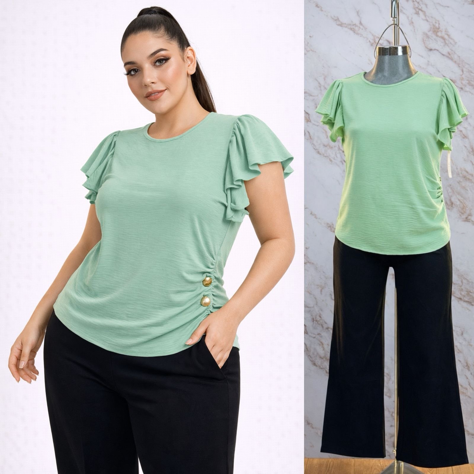 BLUSA CURVY PLUS BOTONES/OLAN - Image 8