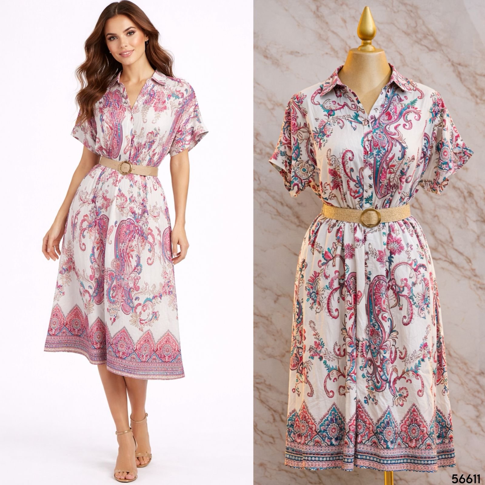 VESTIDO LARGO FLOREADO/CINTO 56611 - Image 2
