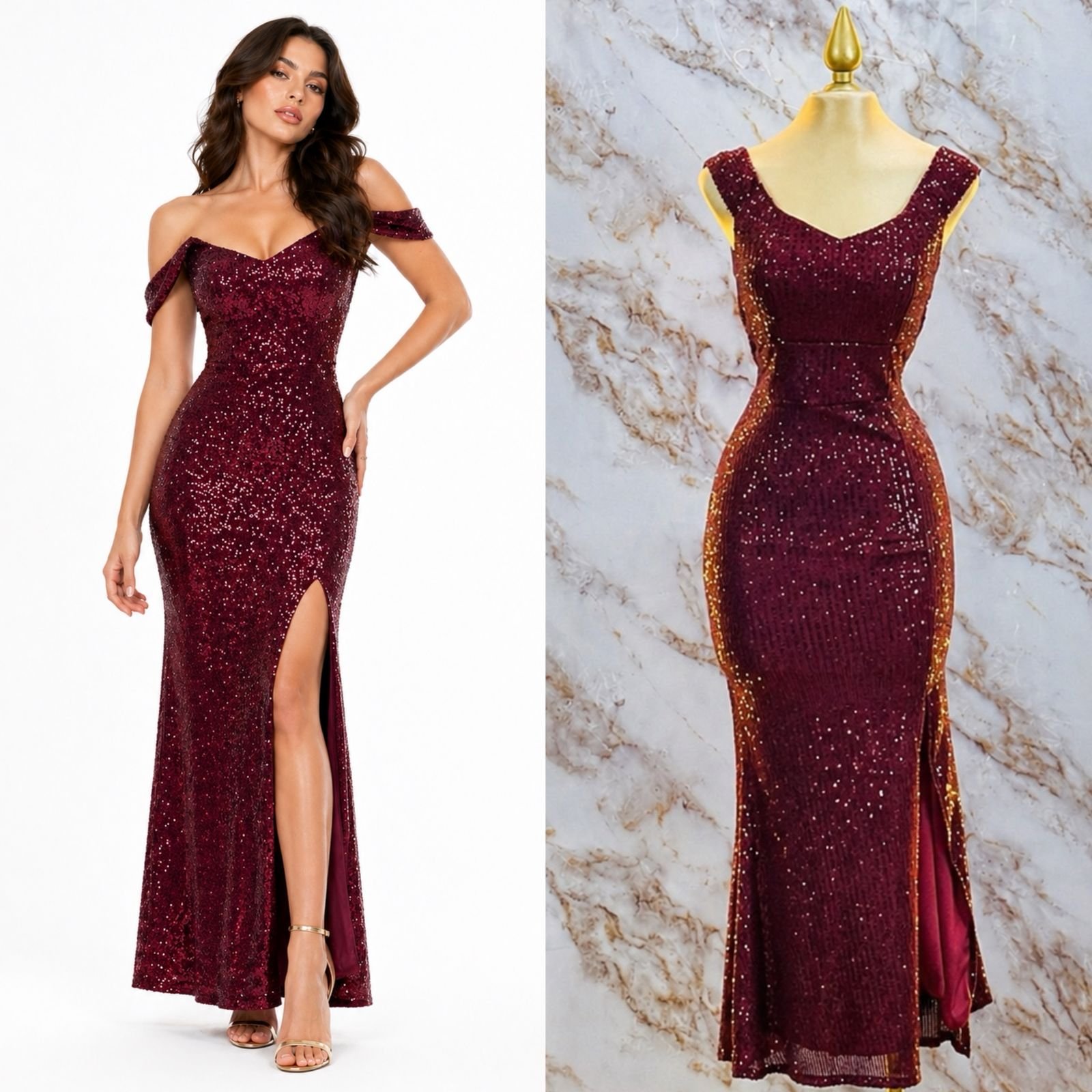 VESTIDO DE FIESTA CON TIRANTES CAIDOS - Image 4