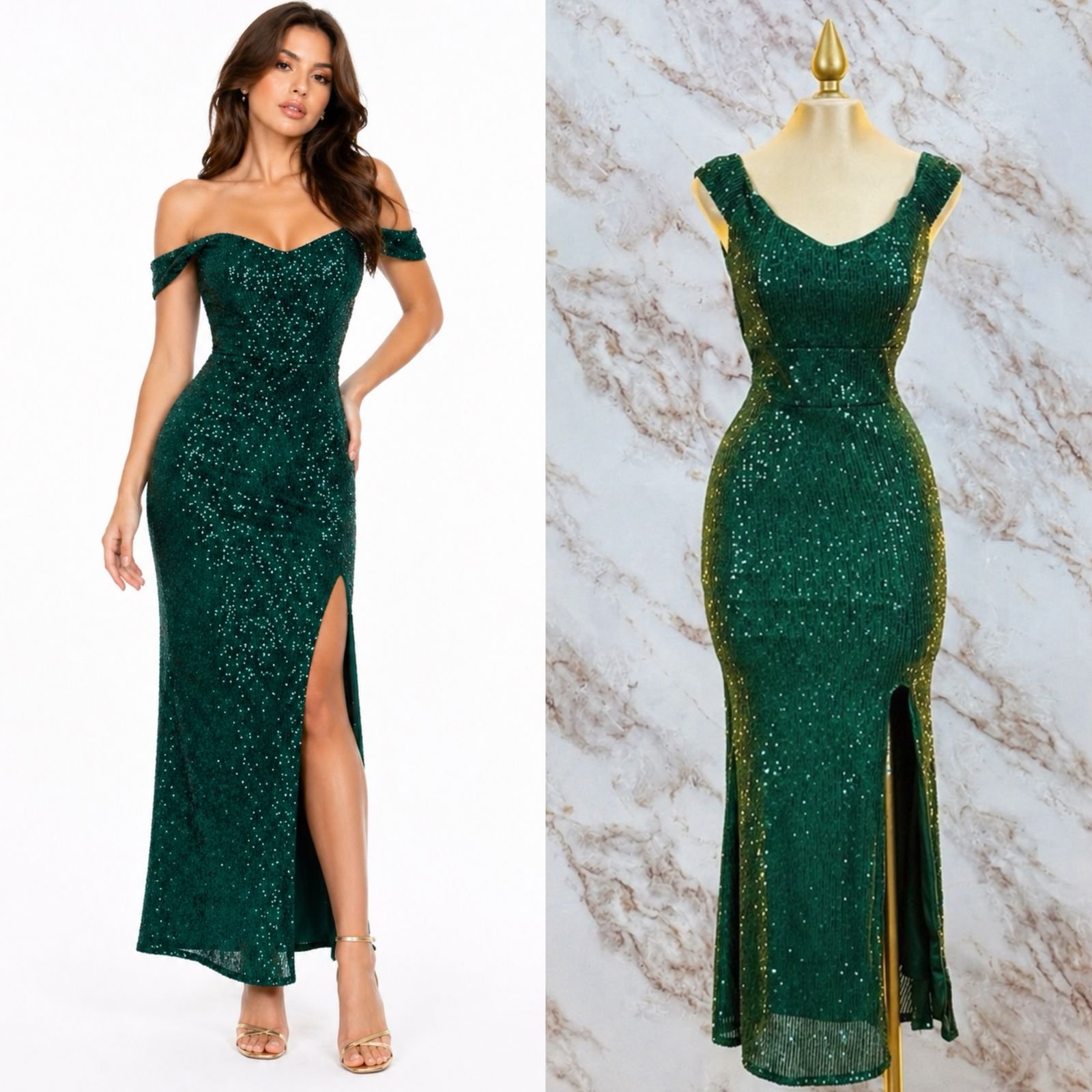VESTIDO DE FIESTA CON TIRANTES CAIDOS - Image 6
