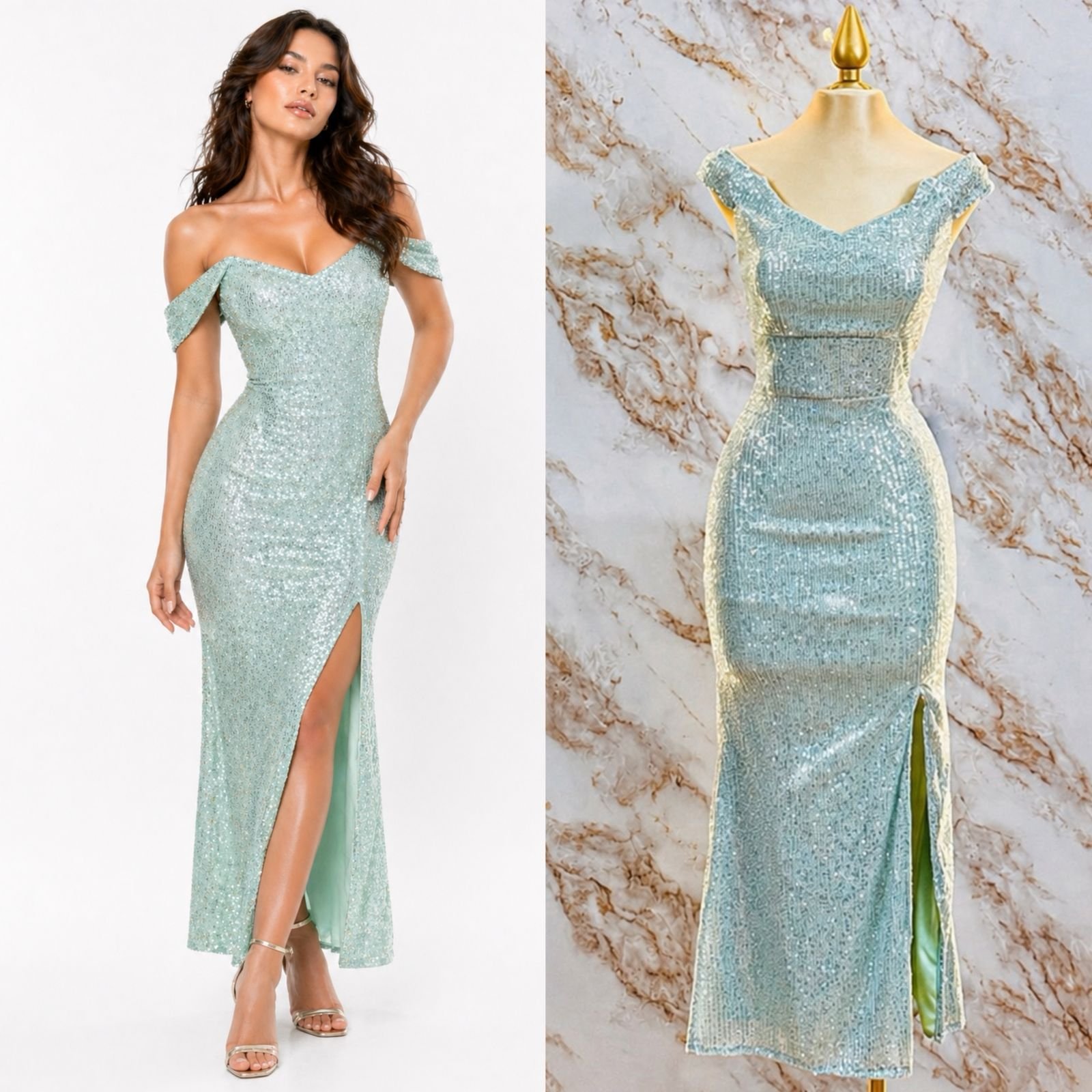 VESTIDO DE FIESTA CON TIRANTES CAIDOS - Image 2