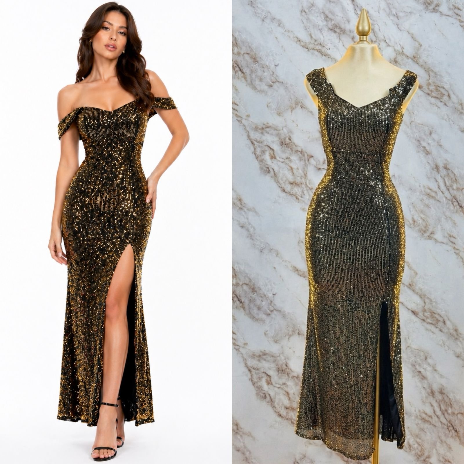 VESTIDO DE FIESTA CON TIRANTES CAIDOS - Image 7