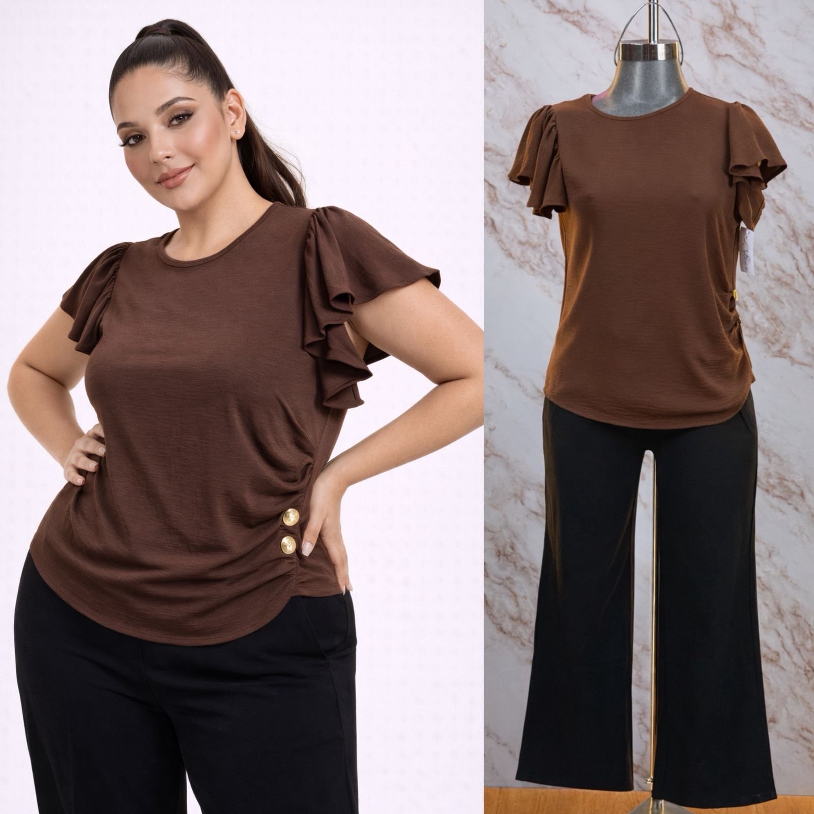 BLUSA CURVY PLUS BOTONES/OLAN - Image 5