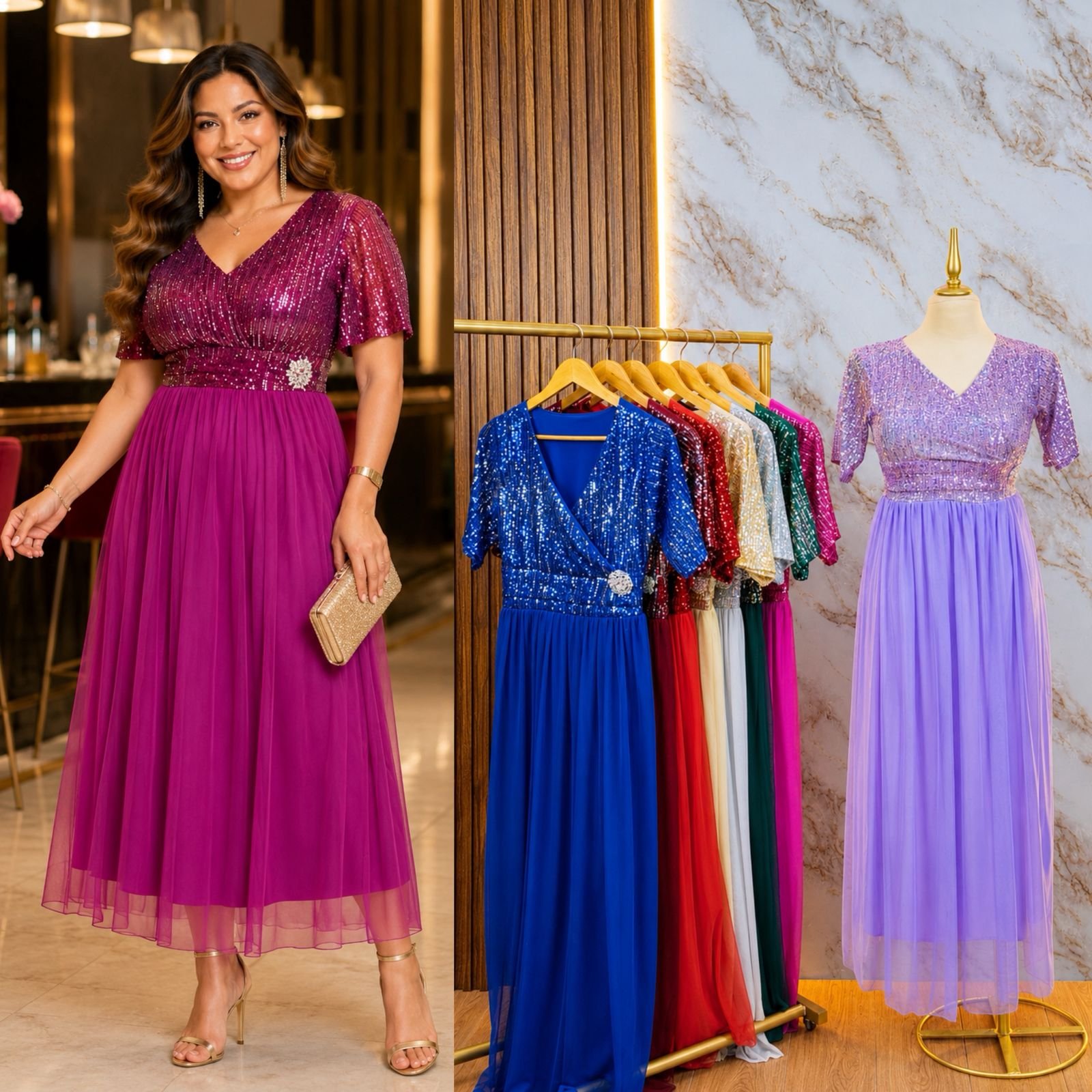 VESTIDO DE FIESTA CON BROCHE DE PEDRERIA MODERNO