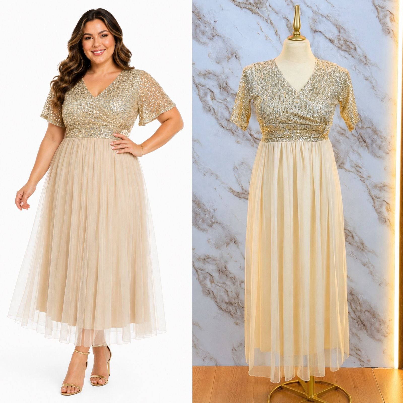 VESTIDO DE FIESTA CON BROCHE DE PEDRERIA MODERNO - Image 7