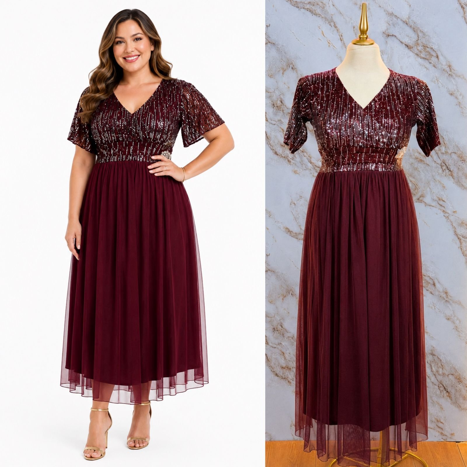 VESTIDO DE FIESTA CON BROCHE DE PEDRERIA MODERNO - Image 6