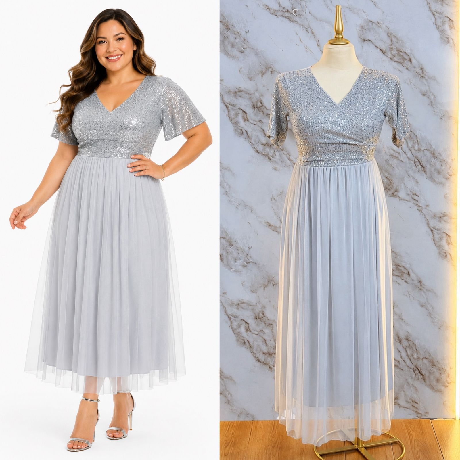 VESTIDO DE FIESTA CON BROCHE DE PEDRERIA MODERNO - Image 5