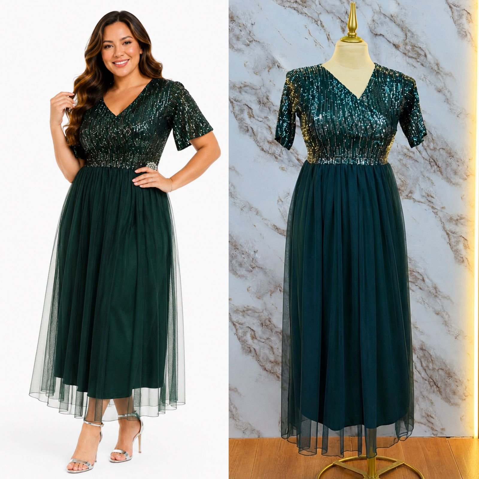VESTIDO DE FIESTA CON BROCHE DE PEDRERIA MODERNO - Image 4