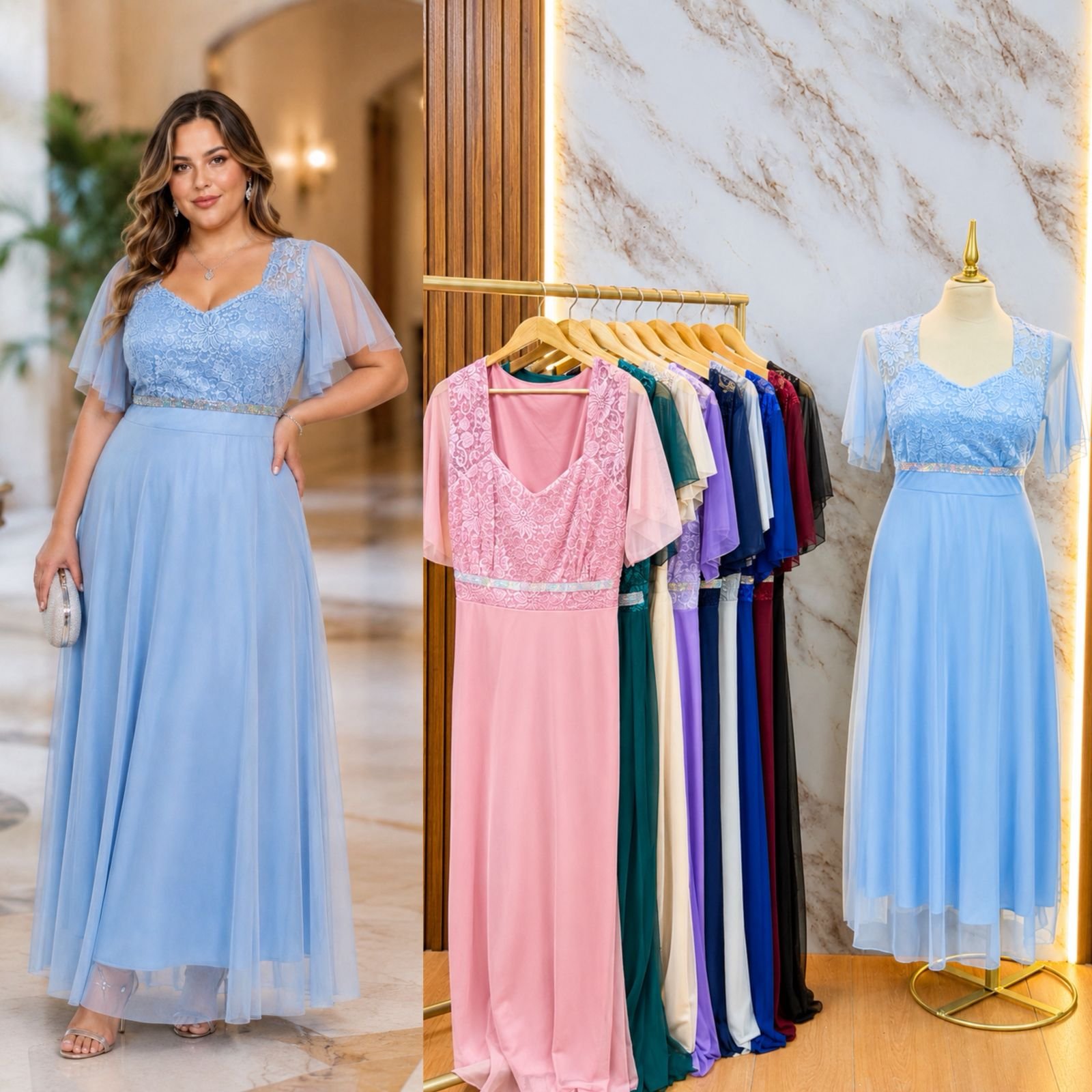 VESTIDO DE FIESTA CON CINTURILLA DE PEDRERIA