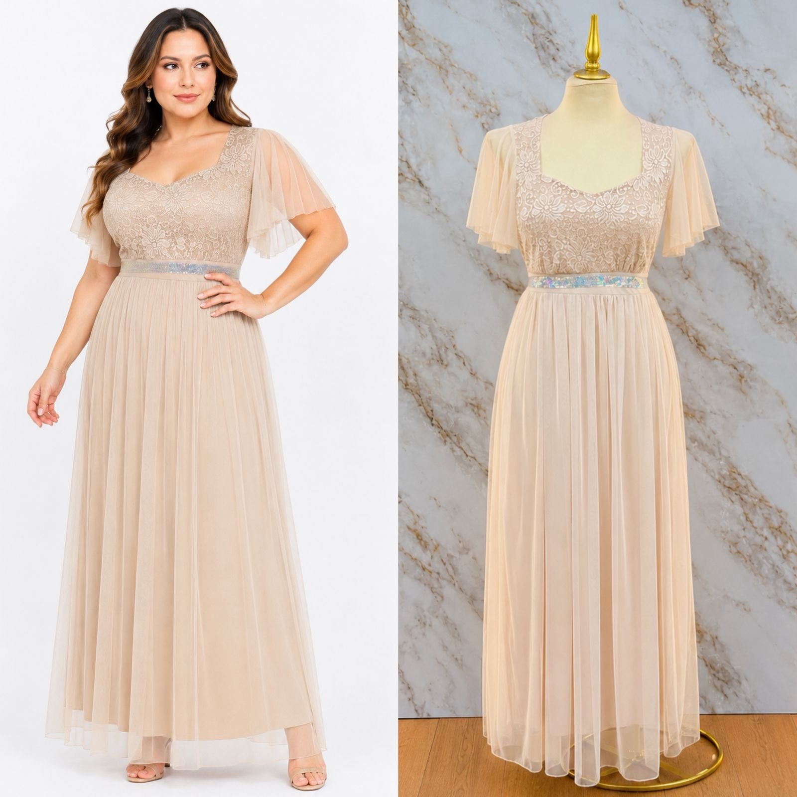 VESTIDO DE FIESTA CON CINTURILLA DE PEDRERIA - Image 8