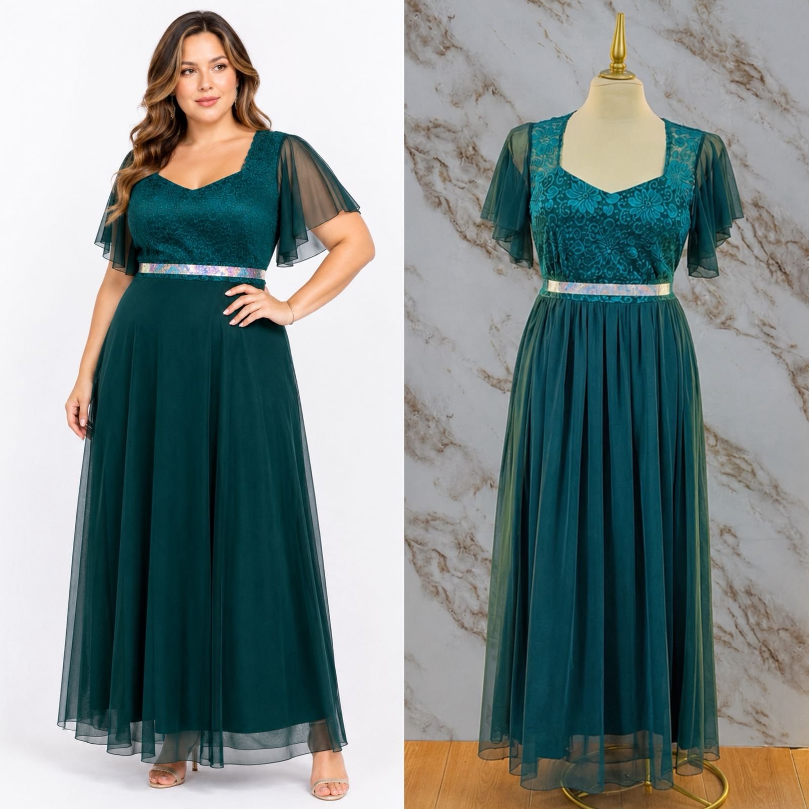 VESTIDO DE FIESTA CON CINTURILLA DE PEDRERIA - Image 9