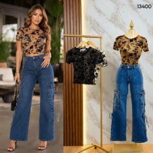 BLUSA BASICA CON DETALLE DE TERCIOPELO 3400