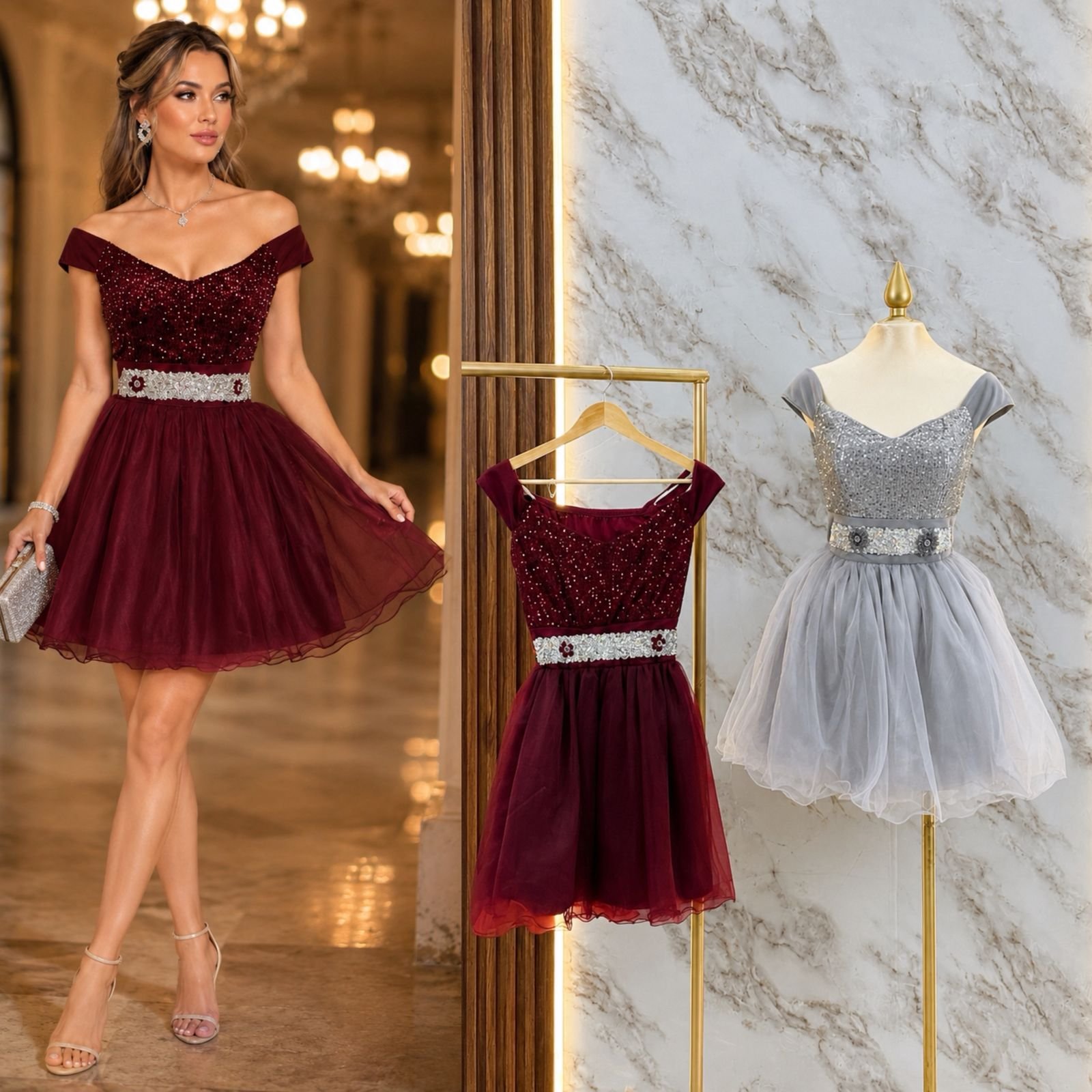 VESTIDO CORTO CON CINTILLA A 2 PUNTOS