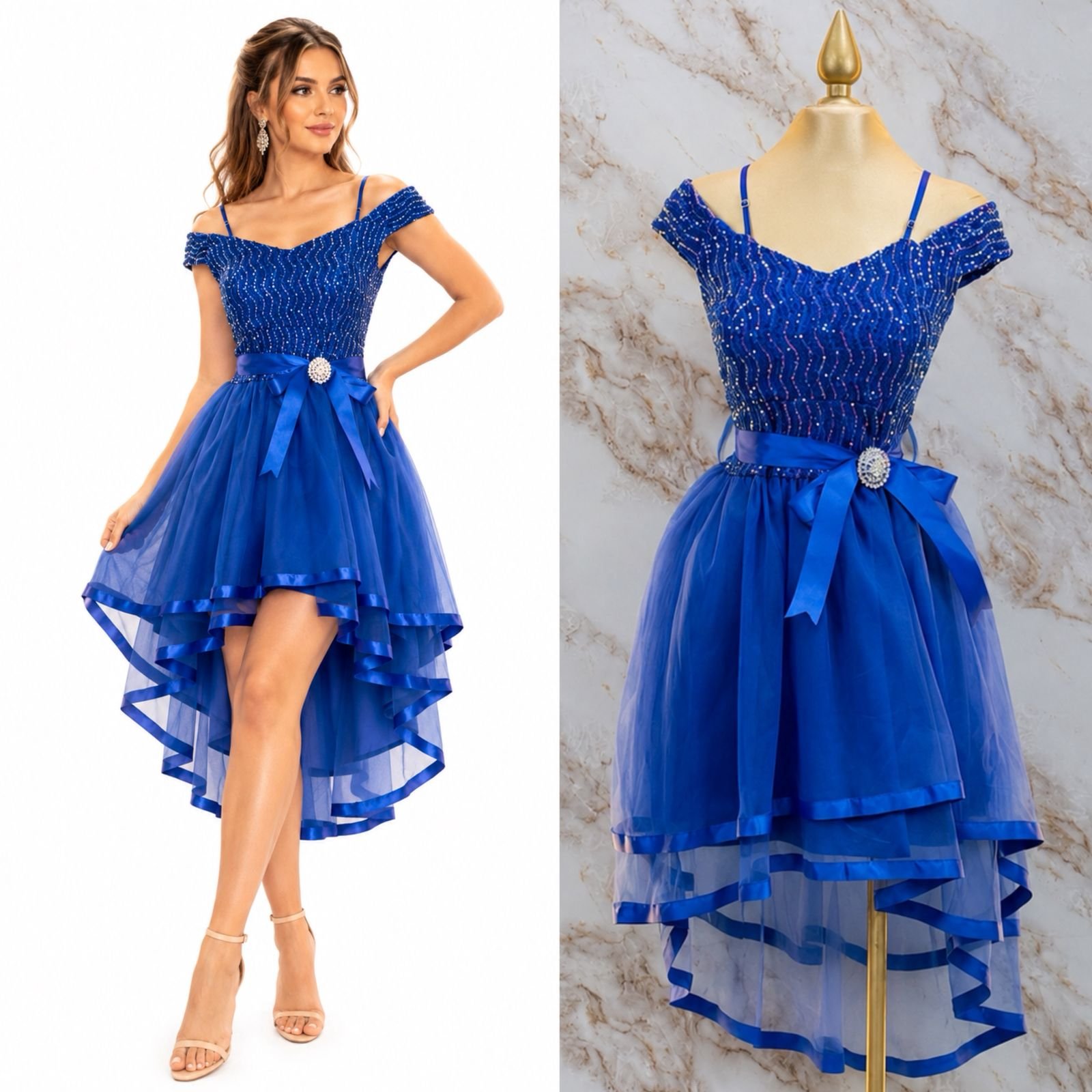 VESTIDO DE FIESTA JUVENIL CON DISEÑO EN CAPAS - Image 3