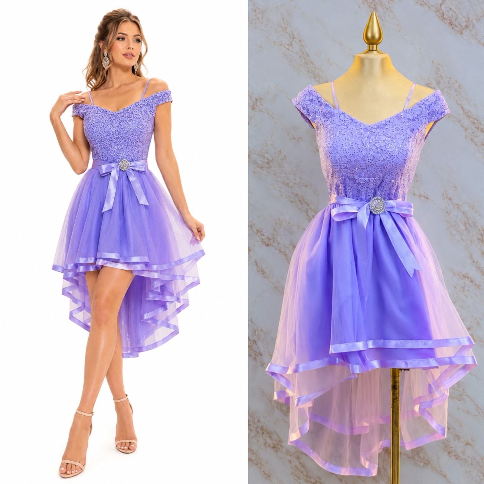 VESTIDO DE FIESTA JUVENIL CON DISEÑO EN CAPAS - Image 4