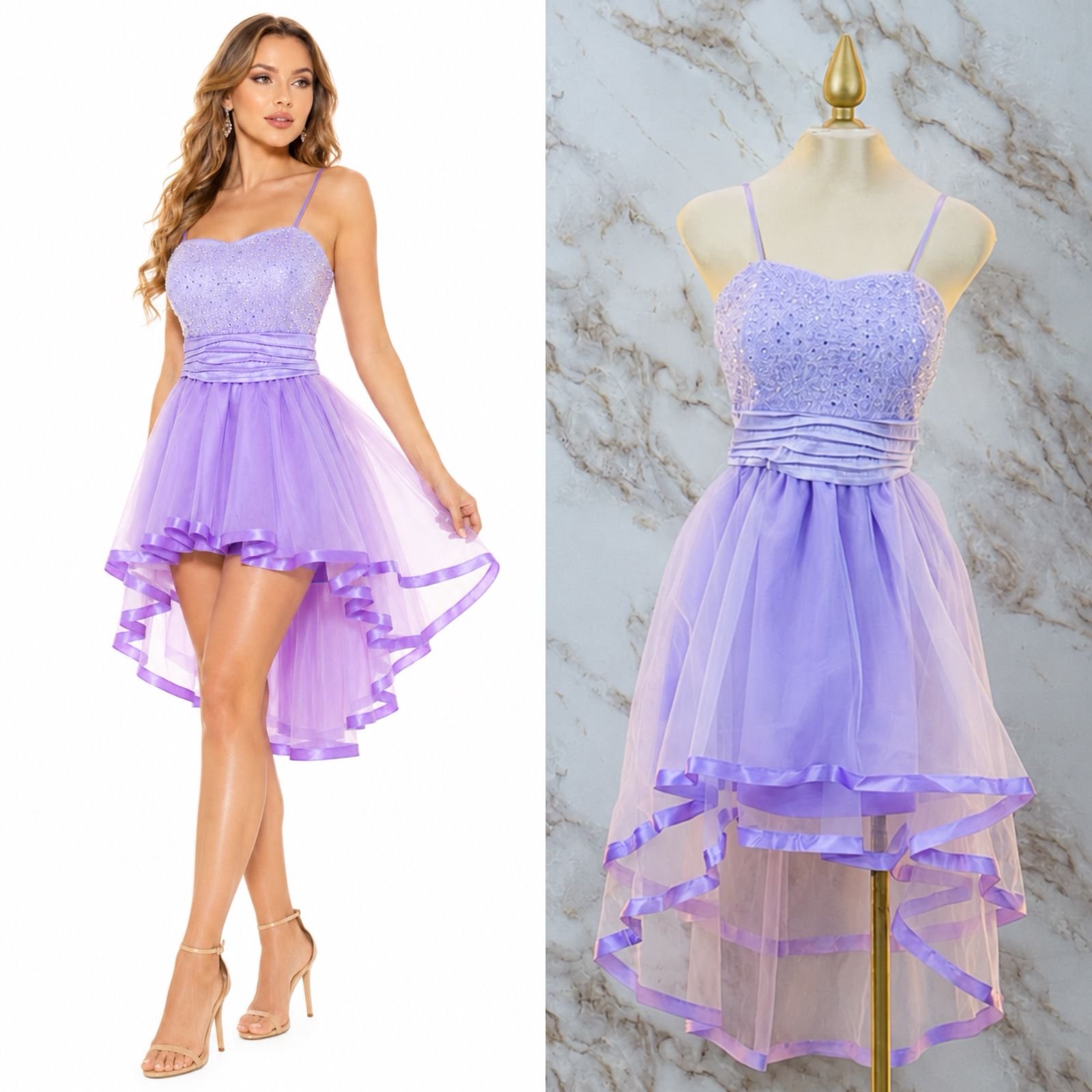 VESTIDO CORTO DE FIESTA EN CORTE HIGH LOW - Image 2
