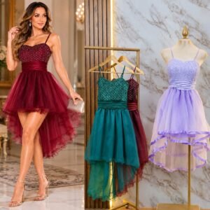VESTIDO CORTO DE FIESTA EN CORTE HIGH LOW