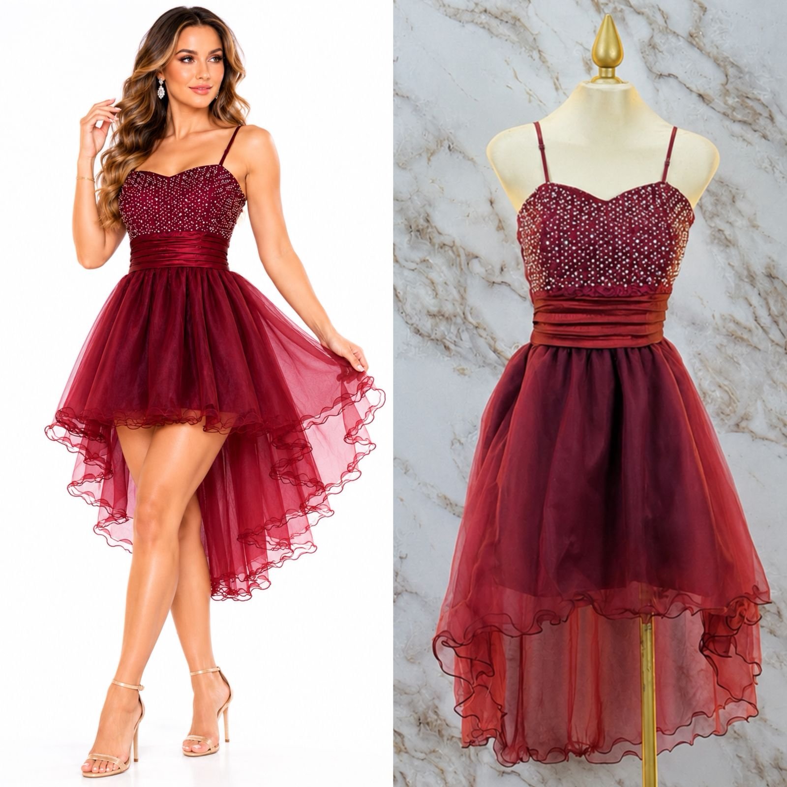 VESTIDO CORTO DE FIESTA EN CORTE HIGH LOW - Image 3