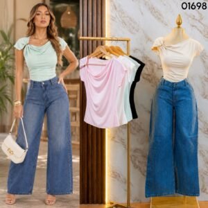 BLUSA CON BROCHE DORADO 1698