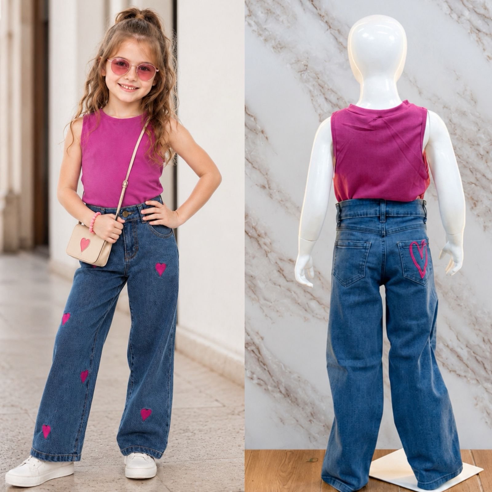 PANTALON INFANTIL CORAZONES ROSAS - Image 5