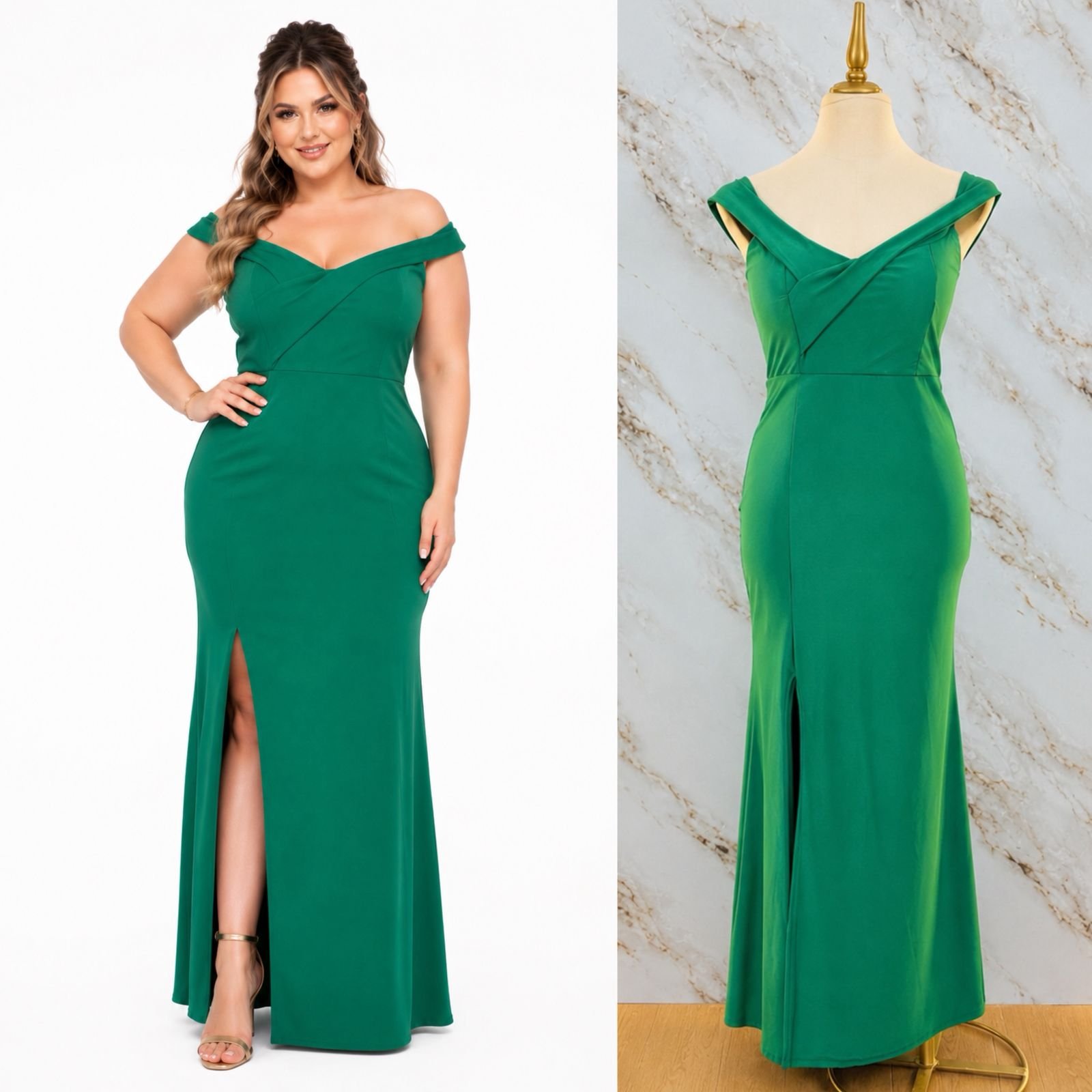 VESTIDO DE FIESTA CON DISEÑO A HOMBRO CAIDO - Image 2